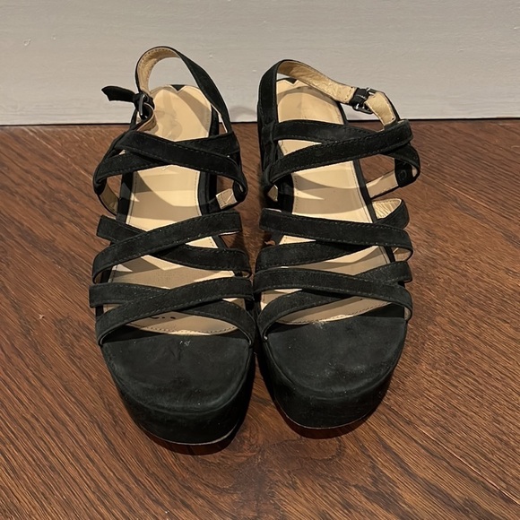 Via Spiga Black Suede Platform Sandals Size 8 - Picture 2 of 5
